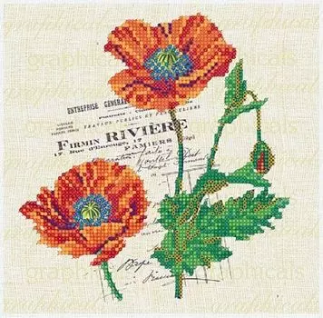 В1148 Канва с рисунком Alisena 'Маки', 20*20 см