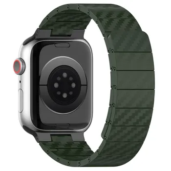 Магнитный ремешок из углеродного волокна LUJING для Apple Watch Ultra2, ремешок 49 мм, IWatch Series 8, 7, 45 мм, 41 мм, 44 мм, 40 мм, 42 мм, 38 мм 6, 5, 4, 3 SE 2, легкий браслет для мужчин For 38mm 40mm 41mm чёрный