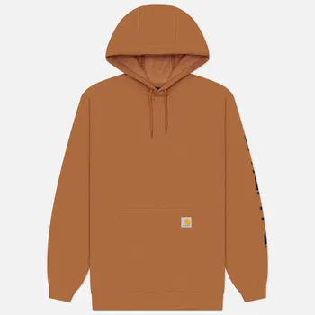 Мужская толстовка Carhartt Loose Fit Midweight Logo Sleeve Graphic Hoodie, цвет коричневый, размер L