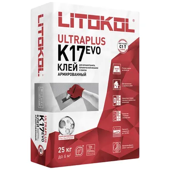 Клей для плитки/ керамогранита/ мозаики/ камня Litokol K17 серый класс C1 T 25 кг