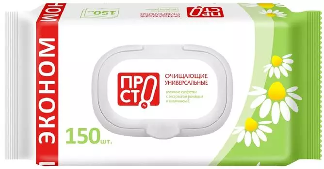 Влажные салфетки ПРОСТО 150шт - Vprok.ru Перекрёсток