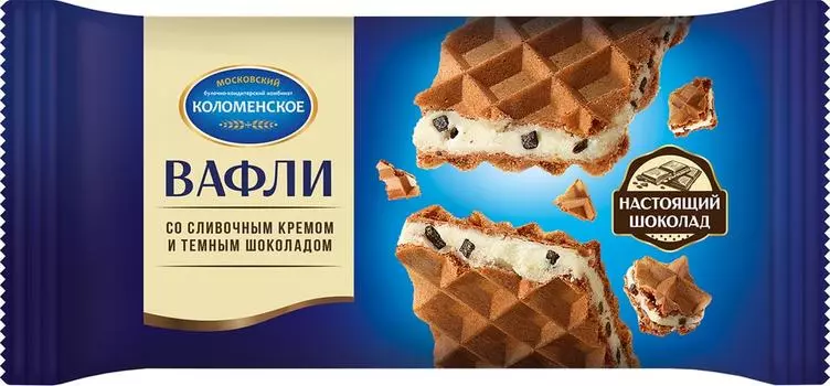 Вафли Коломенское со сливочным кремом и темным шоколадом 104г
