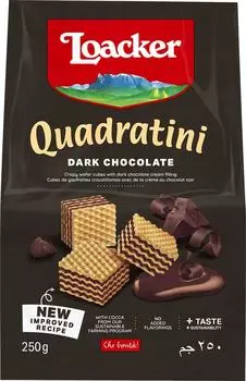 Вафли Loacker Quadratini Dark Chocolate 250г