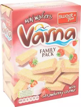 Вафли Sweet Plus Varna Мини с кремом с клубничным ароматом 200г