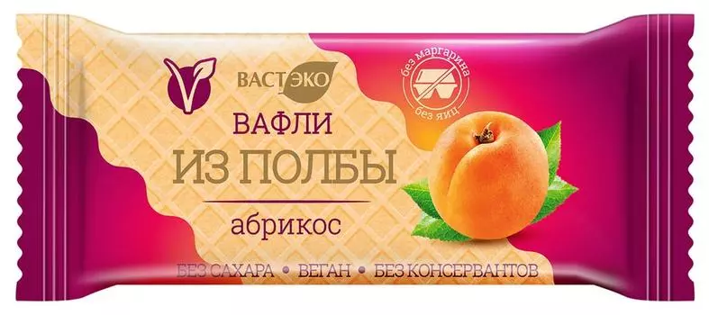 Вафли Вастэко Венские из полбы без сахара Абрикос 30г