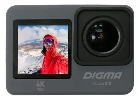Экшн-камера Digma DiCam 870, 3840x2160, USB, WiFi, серый (DC870)