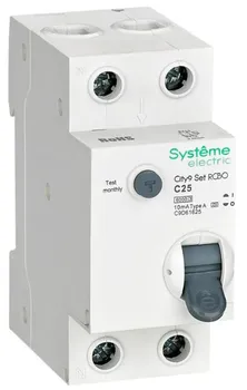 Автомат дифференциальный Systeme Electric C9D61625 City9 Set 1P+N С 25А 6kA 10мА Тип-A 230В