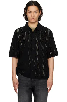 Рубашка в технике пойнтелле Solid Homme, черный