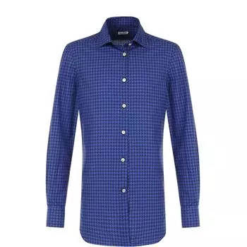 Хлопковая рубашка с узором с воротником кент Kiton