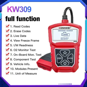 KONNWEI KW309 OBDII сканер считыватель кодов неисправностей двигателя ELM327 автомобильный сканер OBD2 автомобильный OBD сканер ремонт диагностические инструменты