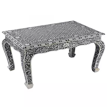 Стол черный отделка кость BONE INLAY Bone Inlay Coffee Table