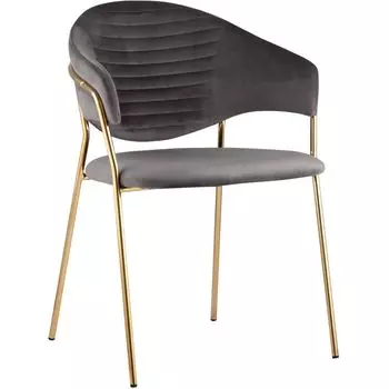 Стул Alexis Chair Серый Велюр Золотые ножки