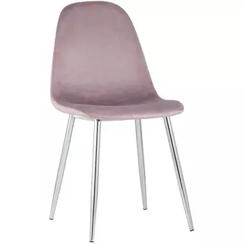 Стул Archie Chair Пыльно-Розовый Велюр Хромированные ножки