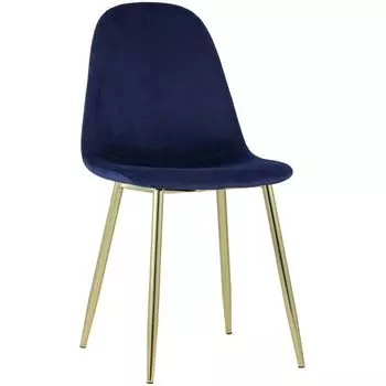 Стул Archie Chair Темно-Синий Велюр Золотые ножки