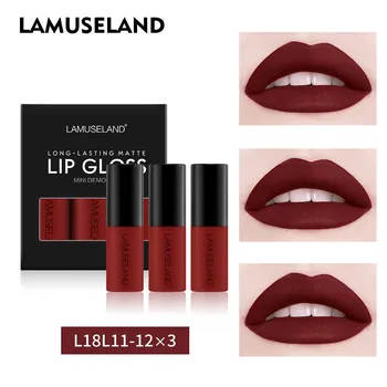 LAMUSELAND 3 шт./компл. милая мини-водостойкая долговечная жидкая помада матовый блеск для губ 3,5 г x 3
