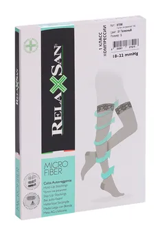 Чулки RELAXSAN Microfiber 1 класс компрессии Stay-Up 140 den 870М телесный р 3, пара