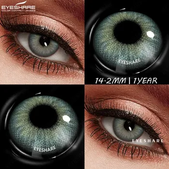 Eyeshare Цветные контактные линзы для макияжа глаз, светло-голубые линзы, зеленые цветные контактные линзы, натуральные коричневые годовые линзы, 1 пара