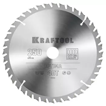 Пильный диск по дереву Kraftool Optima 36951-250-30, 250 х 30 мм, 40Т