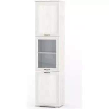 Шкаф ОЛМЕКО ШК-304 Комо вудлайн кремовый/ Masa Decor аруша венге/профиль Kroning аруша венге патина ANG/ стекло