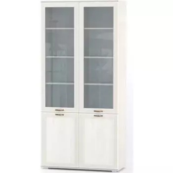 Шкаф ОЛМЕКО ШК-402 Комо вудлайн кремовый/ Masa Decor аруша венге/профиль Kroning аруша венге патина ANG /стекло