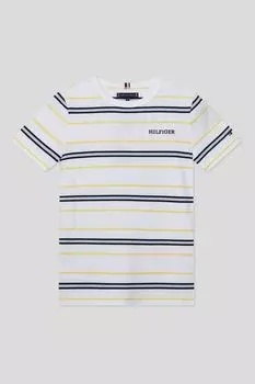 Футболка хлопковая в полоску с логотипом Tommy Hilfiger
