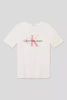 Хлопковая футболка с логотипом бренда Calvin Klein Jeans