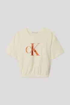 Хлопковая футболка с логотипом бренда Calvin Klein Jeans