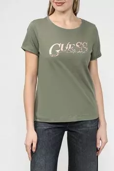 Хлопковая футболка с логотипом бренда Guess