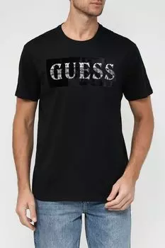 Хлопковая футболка с логотипом бренда Guess