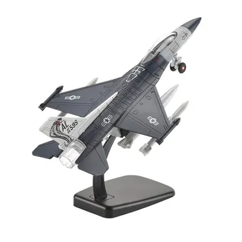 1/72 F16 Игрушечный самолет, Игрушечный истребитель для детей, Игрушечные самолеты с откатным механизмом, Модель литья под давлением самолетов со светом и звуком, Металлические подарки для самолетов для детского декора 1/72-Size:22*14*6cm светло-синий