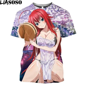 Футболки для аниме High School DXD, мужские, косплей, сексуальная девушка, Риас, мультяшная футболка, хентай, искушение, японская уличная одежда, топы в стиле хип-хоп S