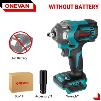 ONEVAN 1200N.M бесщеточный электрический ударный гайковерт 1/2 дюйма беспроводной электрический гаечный ключ отвертка электроинструменты для батареи Makita 18 В Without Battery