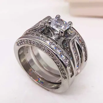 SACE GEMS Комбинация трех слоев медного сплава Циркон кольцо женские ювелирные изделия свадебный подарок для вечеринки 6 золотой