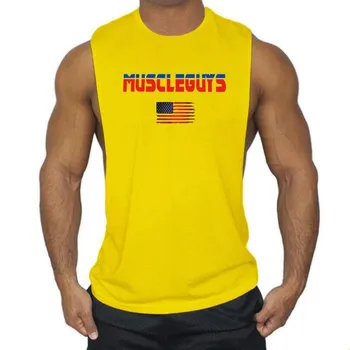 Мужская одежда для спортзала, повседневные майки для фитнеса, мужские летние рубашки без рукавов с глубоким вырезом по бокам для бодибилдинга, майка для тренировок, жилет M чёрный