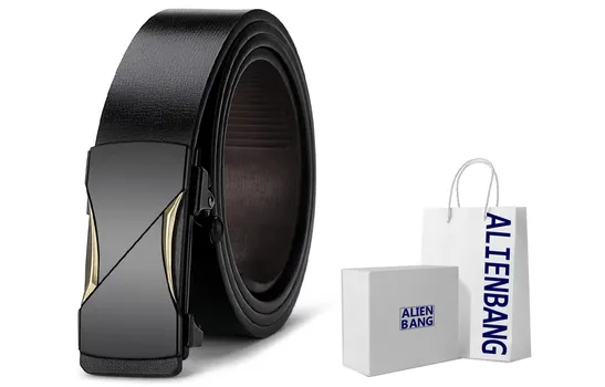 Ремень с автоматической пряжкой для молодежи и среднего возраста ALIEN BANG, Black Gold Buckle Box