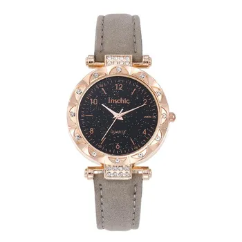 Модные простые модные женские кварцевые часы Star Retro Niche Womens Watch белый