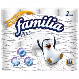 Туалетная бумага Familia Plus белая 2-слойная 12 рулонов