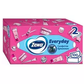 Салфетки бумажные Zewa Everyday косметические 2 слоя 100 штук