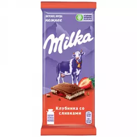 Шоколад Milka молочный с клубничной и сливочной начинкой 85 г