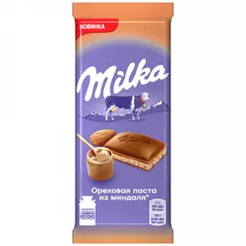 Шоколад Milka молочный с ореховой пастой из миндаля и с дробленым карамелизированным миндалем 85 г
