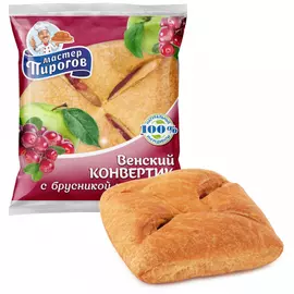 Слойка Мастер Пирогов Венский конвертик с брусникой и яблоком 70 г