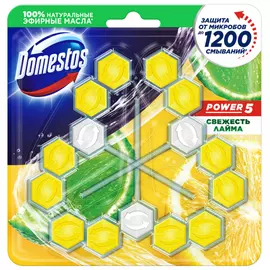 Средство чистящее для унитаза Domestos Power 5 Trio Свежесть Лайма подвесной блок 3 штуки по 55 г
