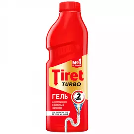 Средство для прочистки труб Tiret Turbo для устранения сложных засоров гель 1 л