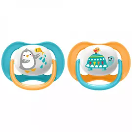 Пустышка Philips Avent ultra air Lime для мальчиков от 6 до 18 месяцев 2 штуки (пингвин и черепаха)