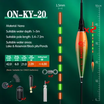ONLYOU 2 шт./компл. нано умный поплавок для рыбалки сигнализация поклевки рыбная приманка вода бестеневой поплавок светодиодный свет автоматическое изменение цвета электронный поплавок ON-KY-01