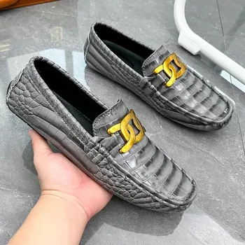 Fashion New Loafers Shoes Men Loafers Shoes 2024 Summer Fashion Shoes Men High Quality PU Leather Man Classic Comfy Casual Men Loafers 38 вино красного