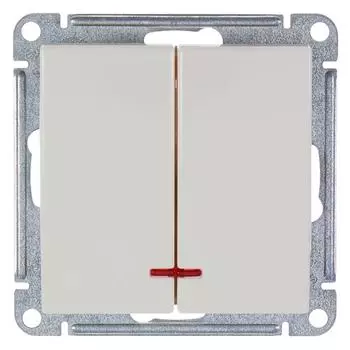 Выключатель встраиваемый Systeme Electric W59 2 клавиши с подсветкой, цвет слоновая кость