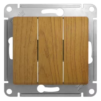 Выключатель встраиваемый Systeme Electric Glossa СХ 1X1X1 3 клавиши цвет дуб