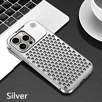 Роскошный алюминиевый металлический бампер для iPhone 16 15 Plus 14 13 12 Pro Max, защита линз, рассеивание тепла, ароматерапевтический чехол для телефона for iphone 15 pro max чёрный