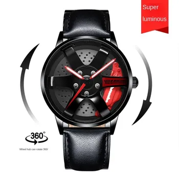 SVJ Genuine TE37 Wheel Hub Watch Трехмерный полый поворотный стол Стол для модификации автомобиля Водонепроницаемые светящиеся гидравлические мужские часы